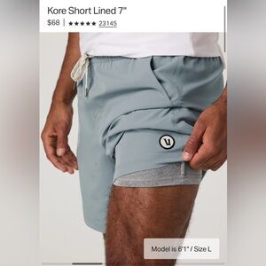 Vuori Men's Kore Lined Shorts 7” size L